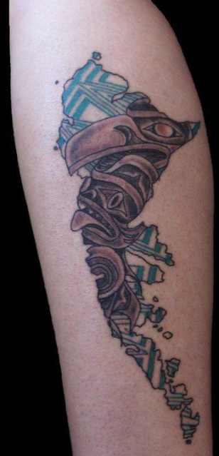 Custom Tattoo design- Raven & dogfish design with ravenstail within Haida Gwaii.